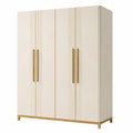 Armoire 4 portes en bois et métal avec poignées dorées 200x180x60 cm