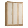 Armoire 3 Portes Bois Beige avec Poignées Métalliques