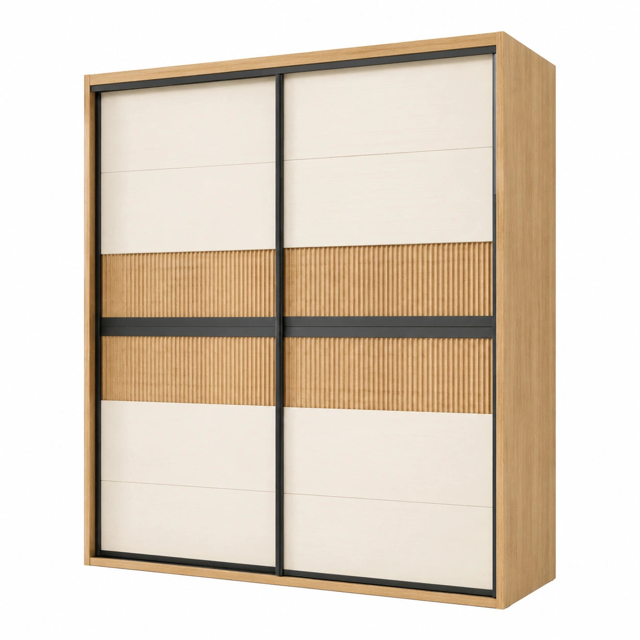 Armoire à portes coulissantes en bois et MDF chêne/blanc