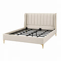 Cadre de lit en métal avec tête de lit en cuir synthétique 200x160 cm beige