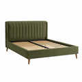 Lit double en velours avec tête de lit 140x200 cm vert