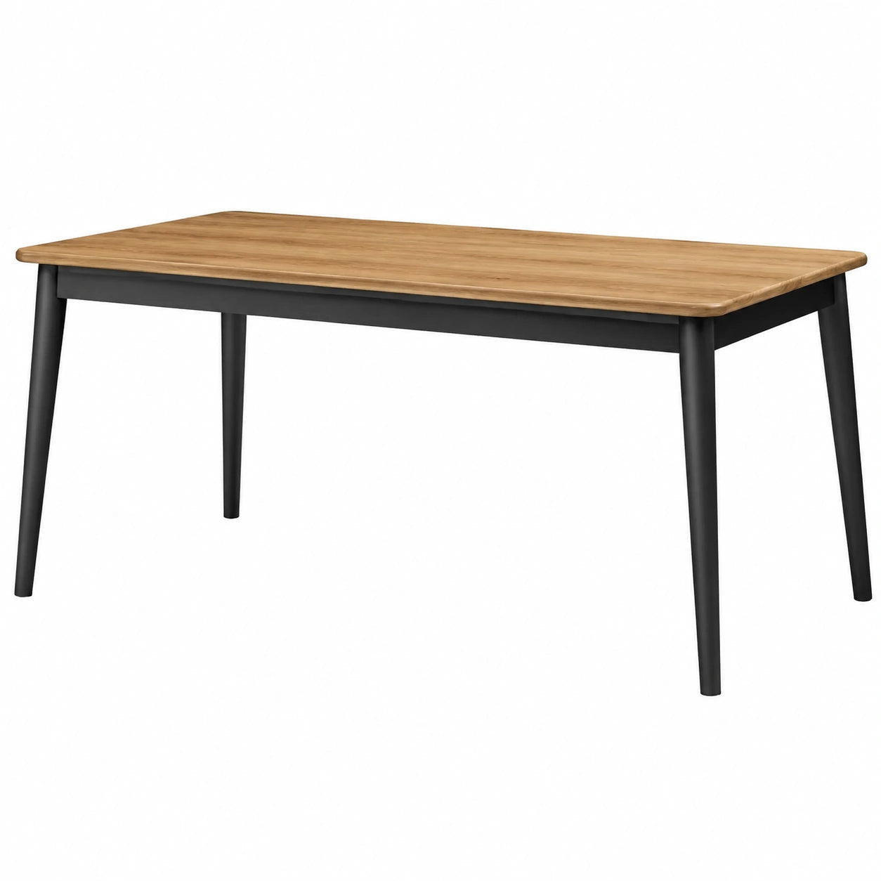 Table à manger en bois et métal chêne et noir 180x90x75 cm