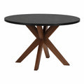 Table ronde en bois et métal noir, diamètre 120 cm
