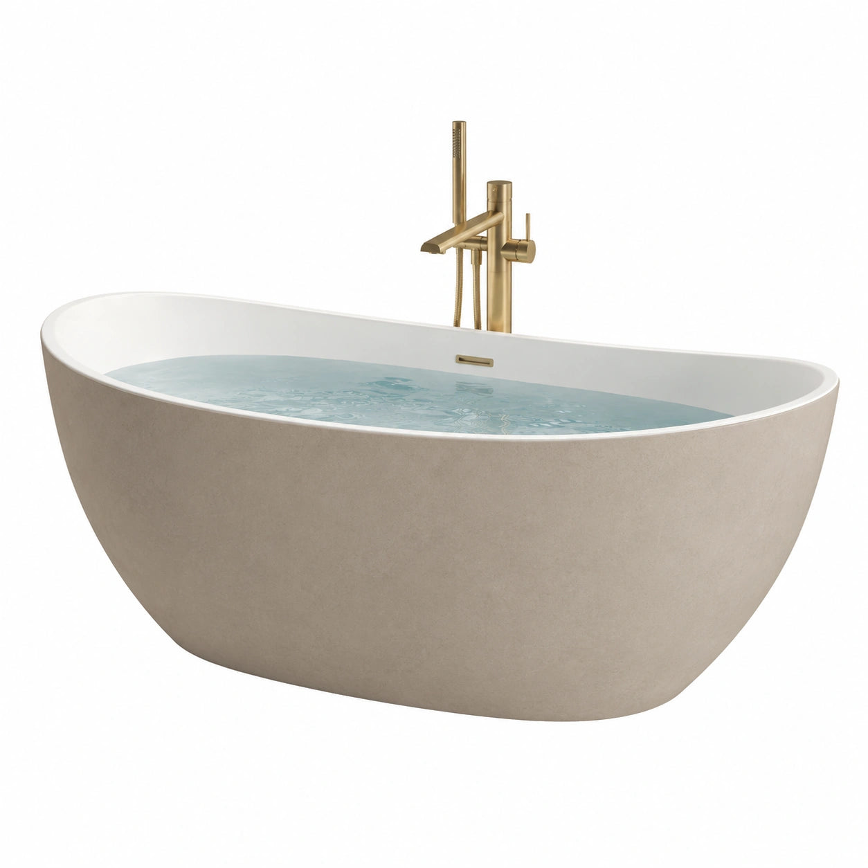 Baignoire îlot acrylique renforcé beige 170x80x60 cm