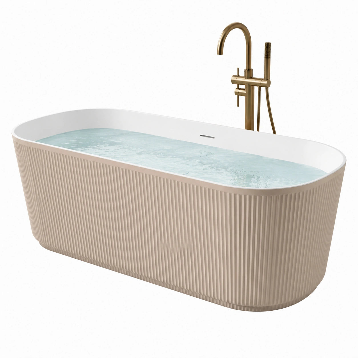 Baignoire îlot ovale acrylique texturée beige
