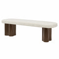 Banc en bois et tissu bouclé blanc