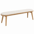 Banc en bois avec assise en tissu beige 160cm