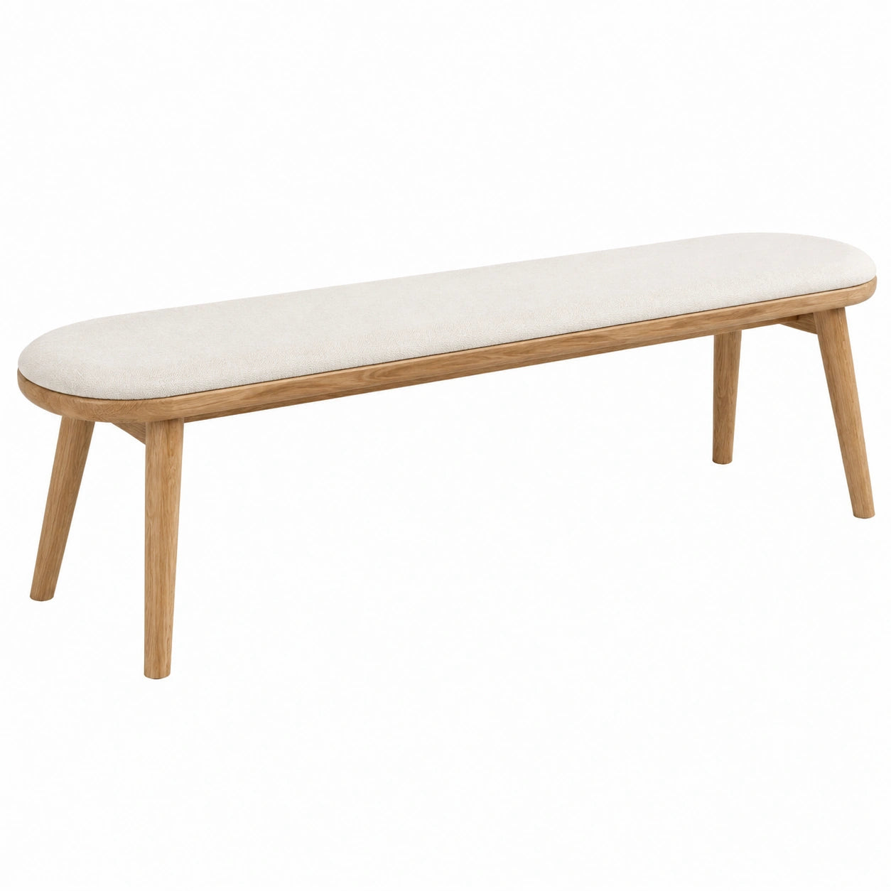 Banc en bois avec assise en tissu beige 160cm