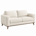 Canapé 2 places en bois et tissu bouclé beige