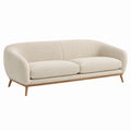 Canapé 3 places en tissu bouclé et bois de chêne beige 230 cm