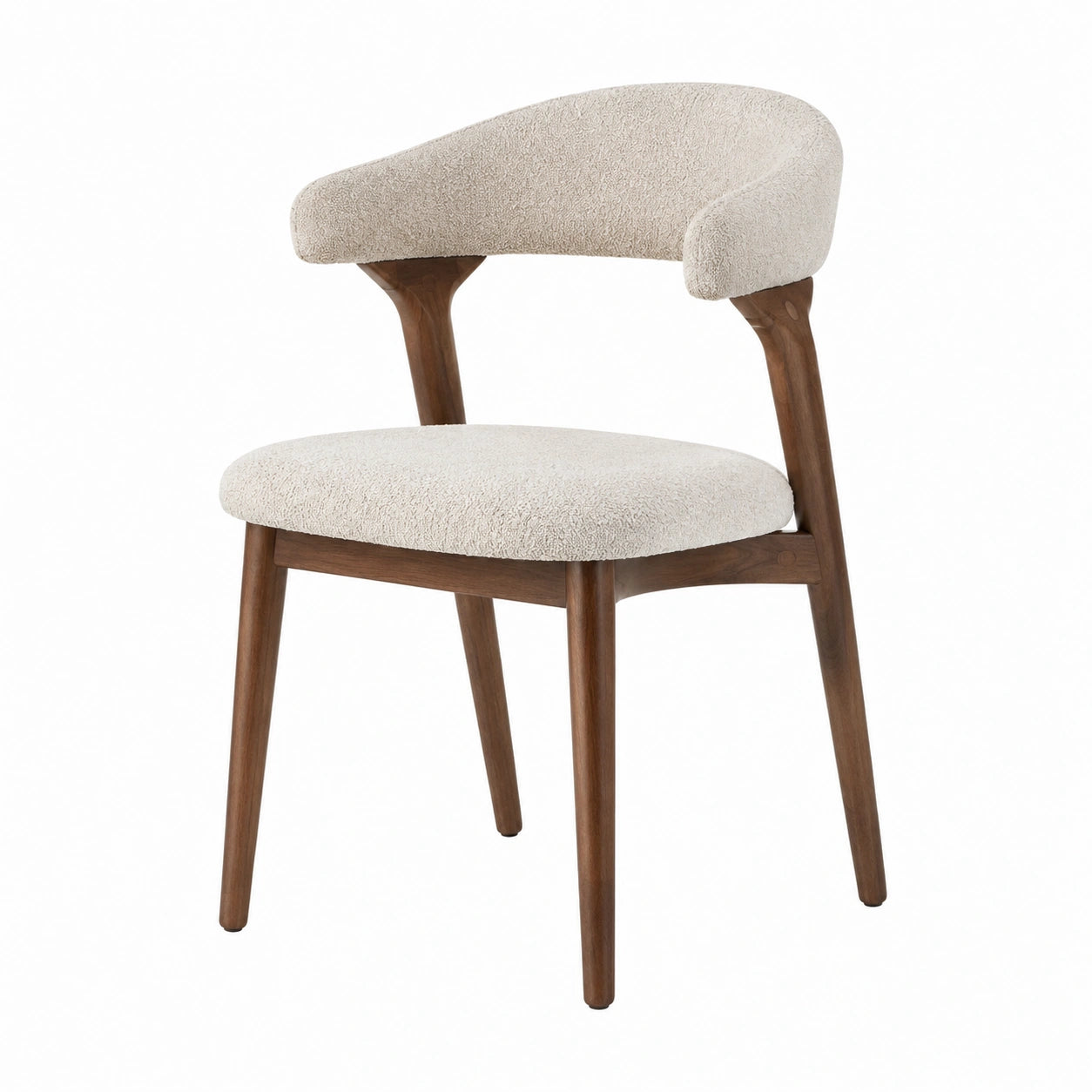 Chaise en bois de noyer avec revêtement en polyester beige