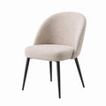 Chaise en tissu bouclé avec pieds en métal noir, beige