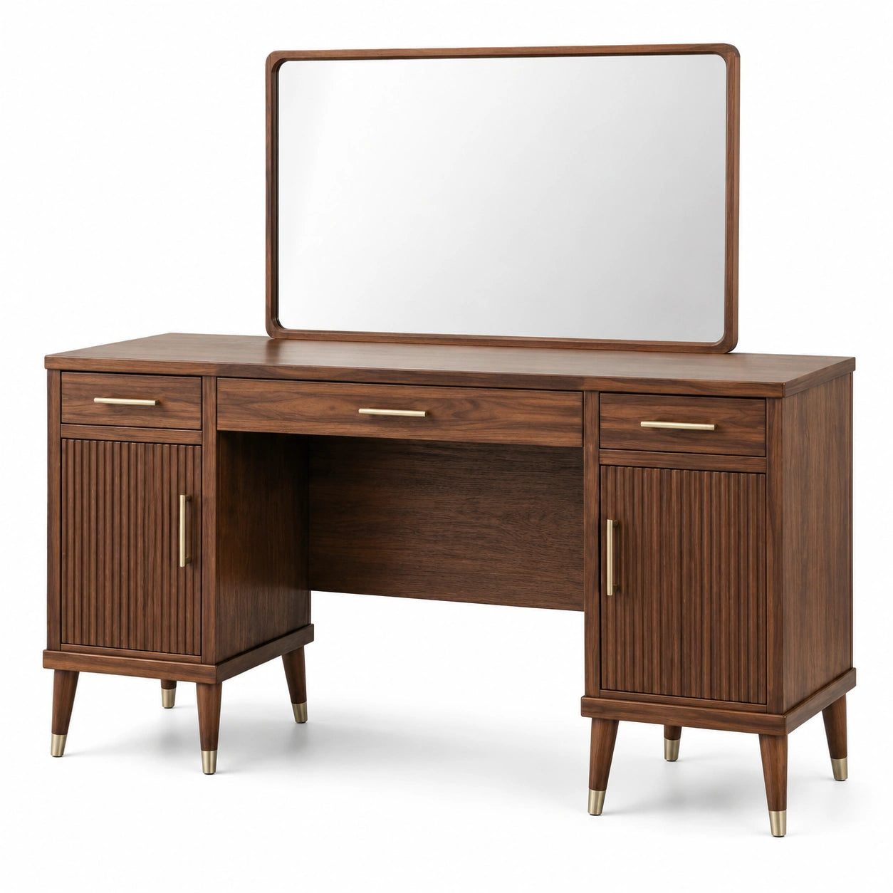 Coiffeuse en bois avec miroir et tiroirs