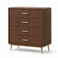 Commode en bois de noyer avec pieds métalliques dorés 80x45x90cm marron