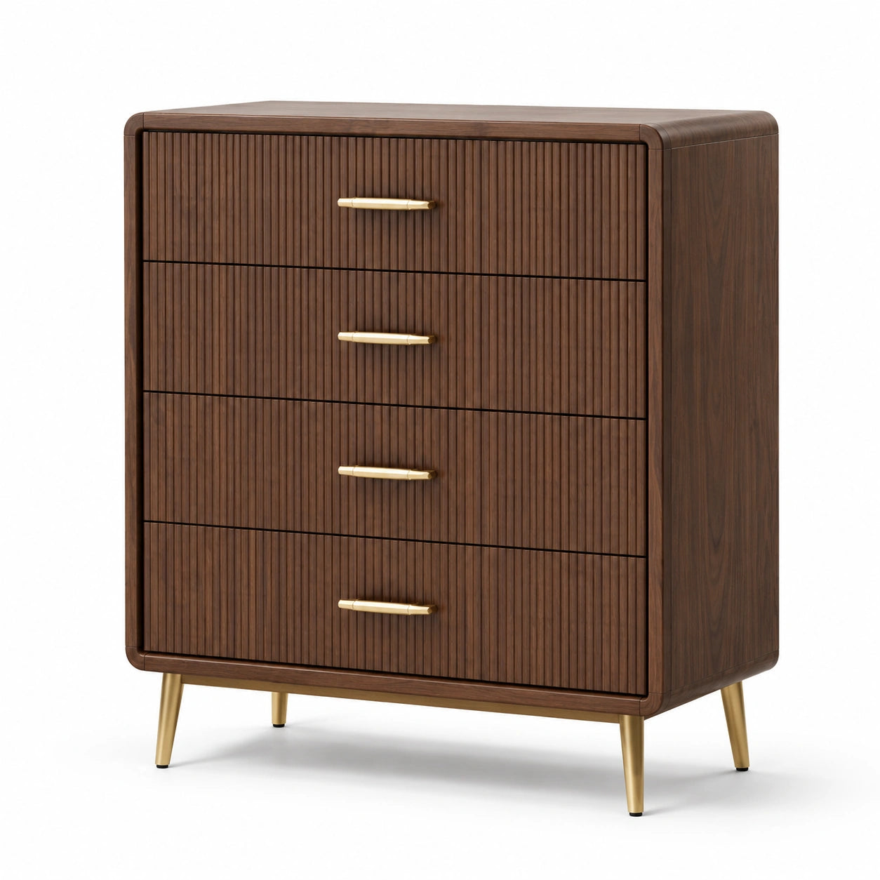 Commode en bois de noyer avec pieds métalliques dorés 80x45x90cm marron