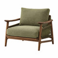 Fauteuil en bois avec revêtement en tissu vert olive