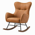 Fauteuil à bascule en cuir synthétique brun et métal