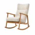 Fauteuil à bascule en bois de chêne et tissu bouclé écru