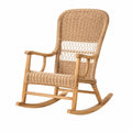 Chaise berçante en rotin avec cadre en bois d'acajou, 100x60x90 cm, beige