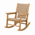 Fauteuil à bascule en bois de teck et corde beige